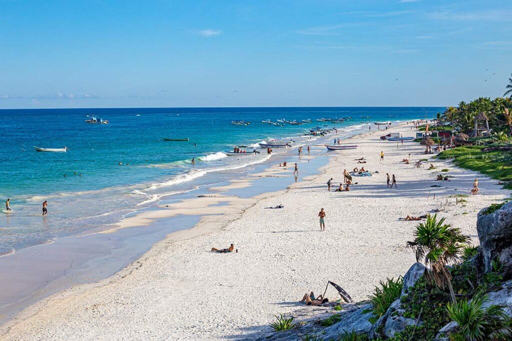 Tulum crowded beach