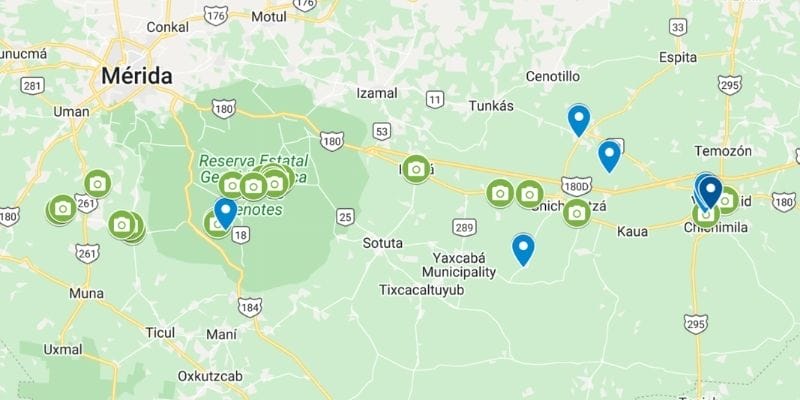 Merida cenotes Map