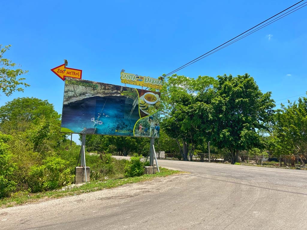 Santa Barbara Cenotes Sign from the road