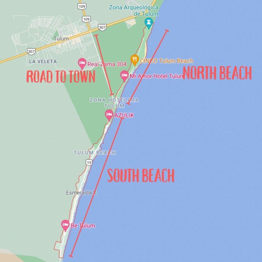 Tulum beach map