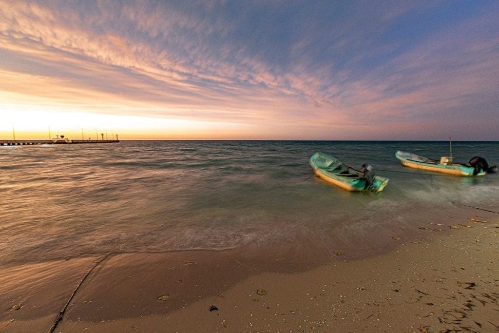 Chixchulub beach at sunset 