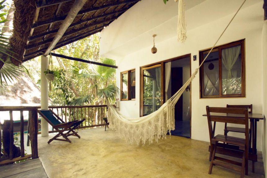 Hotel balcony with hammock