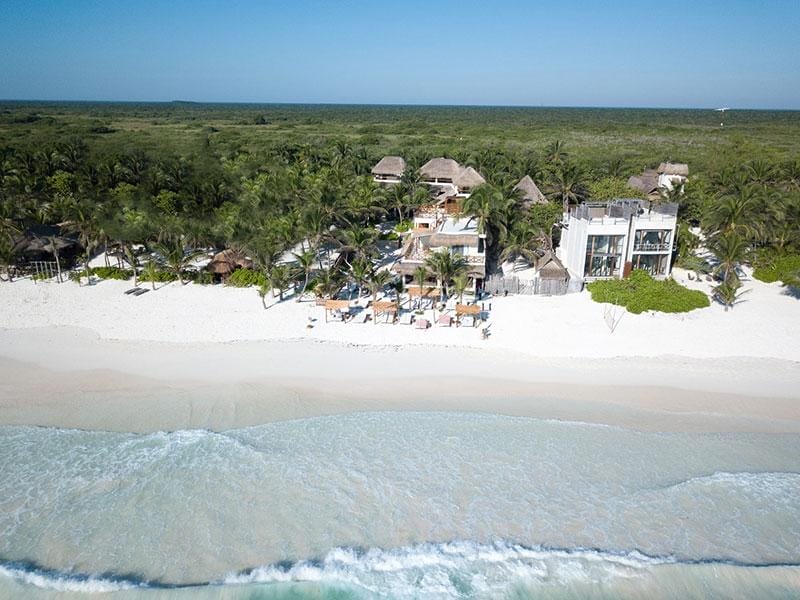 Aerial view of Tulum Beach Dune hotel