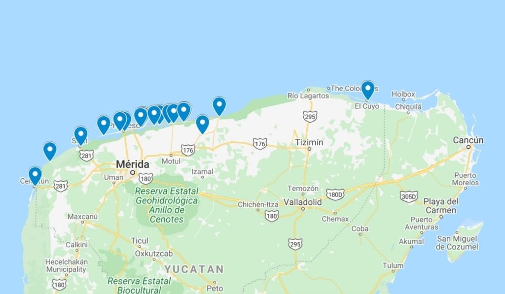 Merida beaches map
