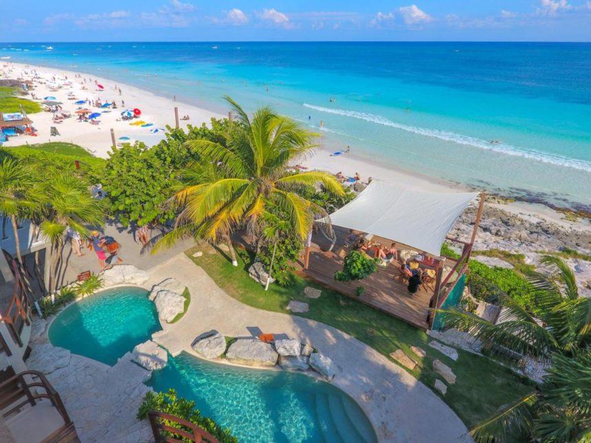 mezzanine beach club aerial view