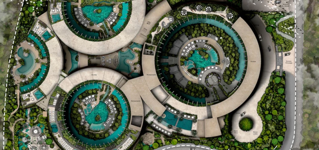 SECRET RESORT AND SPA TULUM AERIAL VIEW